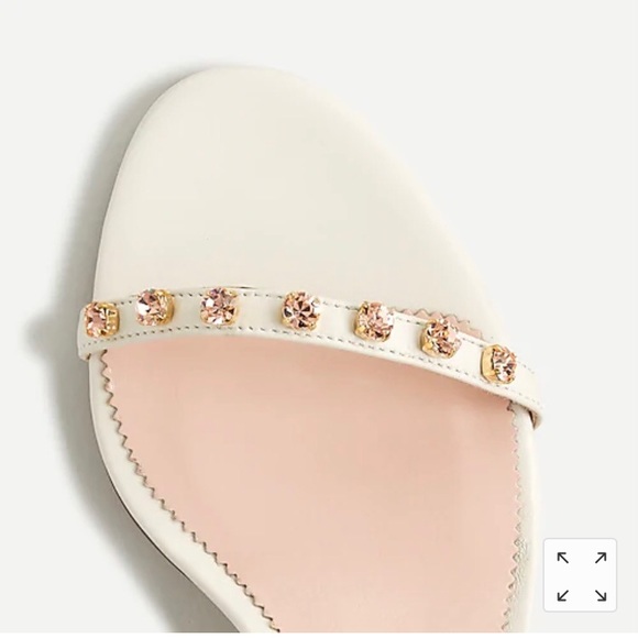 J Crew Italian Leather Crystal Ivory Heel Sandals - Picture 3 of 11